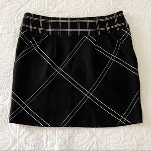 Diane Von Furstenberg Black and White Plaid Wool Vintage Skirt Size 6 Medium